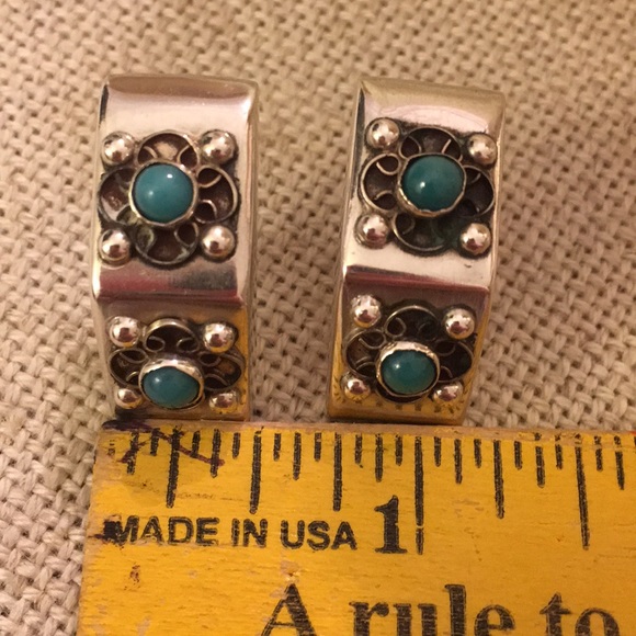 Vintage Mexico Sterling Silver Clip Earrings Boho - Picture 15 of 16